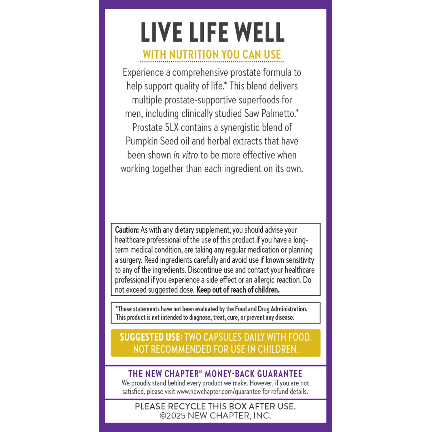 New Chapter Prostate Supplement - Prostate 5LX™ with Clinical Strength Saw Palmetto + Fermented Selenium for Men’s Wellness - 180 ct Vegetarian Capsule - Nirvana Guru