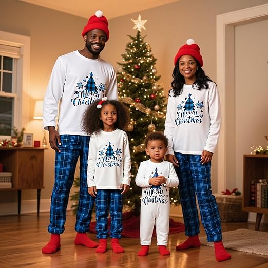 Matching Christmas Pajamas for Family Cute Printed Xmas Pajamas Set Holiday Family Sleepwear Sets for Womens Couples nirvanaguru