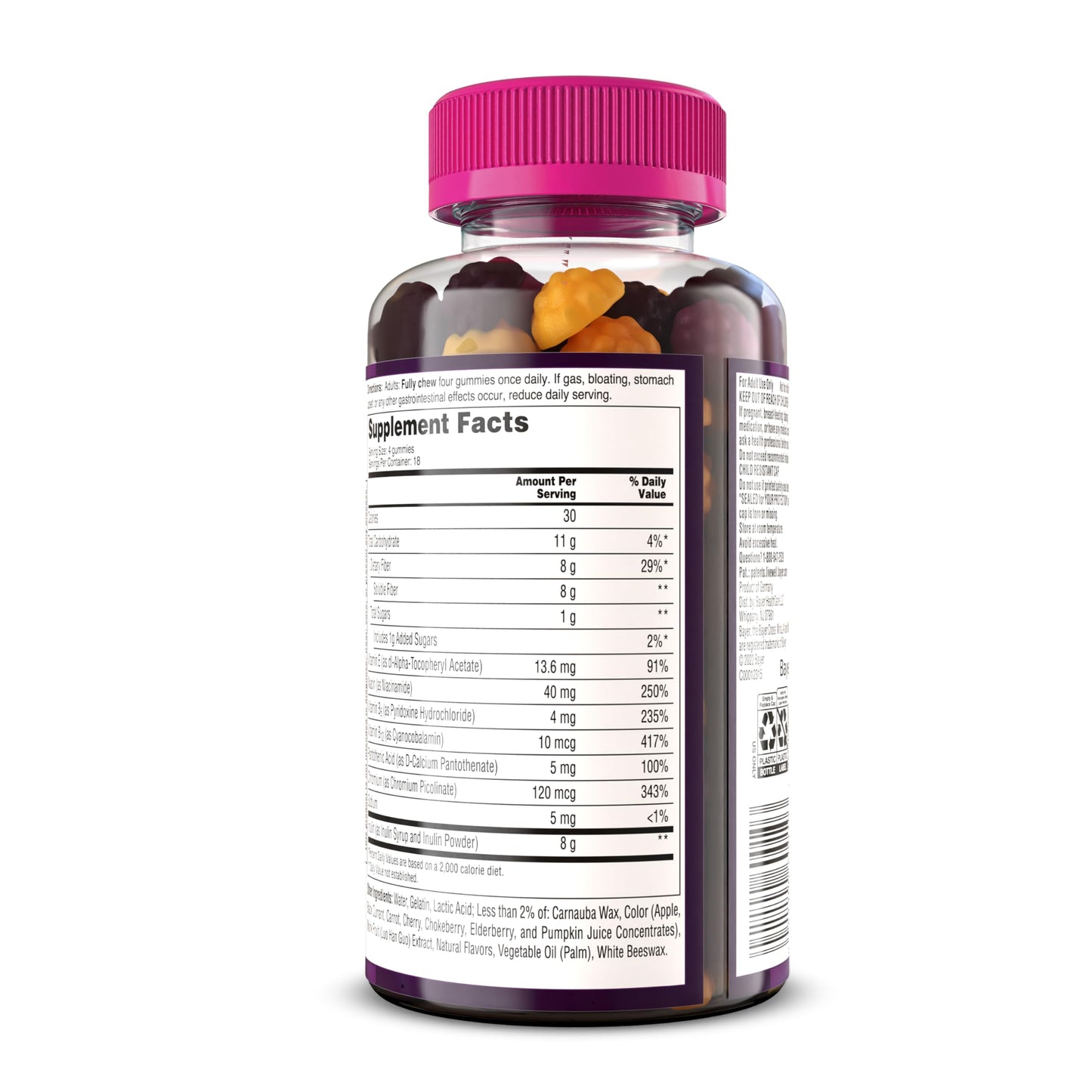 MiraFIBER Gummies, From The Gut Experts at MiraLAX, 8g of Daily Prebiotic Fiber with B Vitamins to Support Digestive Health and Metabolism, Fruit Flavored Fiber Gummies, 72 Count