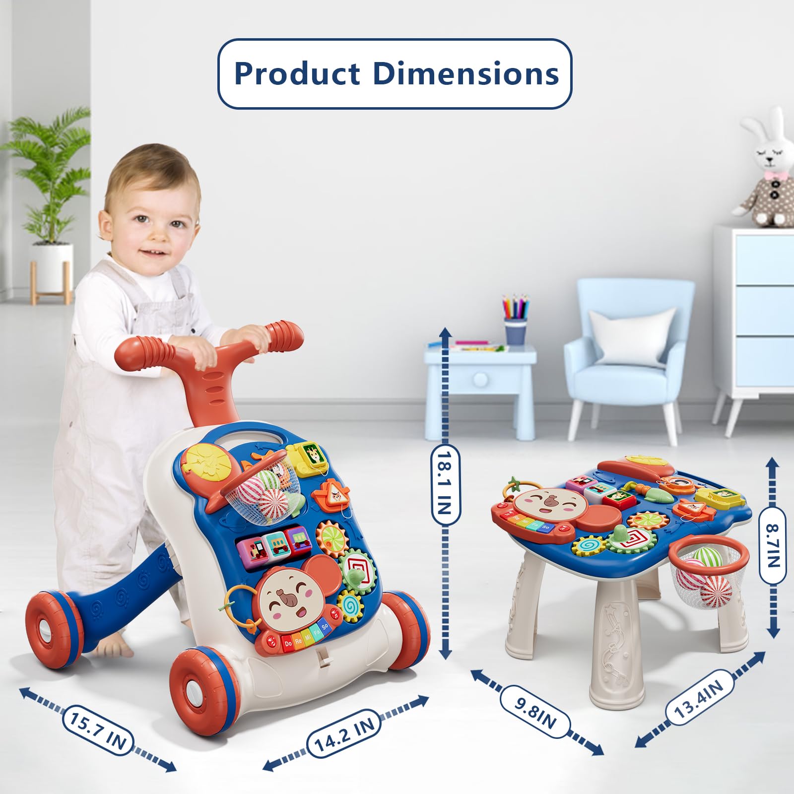 QDRAGON 3 in 1 Baby Walker and Activity Center for Girl, Learning to Walk, Sit to Stand, Early Educational Push Toys with Music Panel for Infant Toddler 12+ Months Pink Nirvana Guru