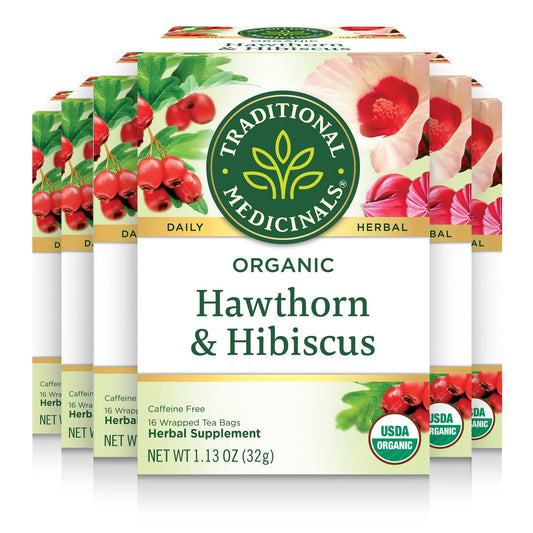 Traditional Medicinals - Organic Hibiscus Herbal Tea (6 Pack) - Supports Heart Health - 96 Tea Bags Total - Nirvana Guru