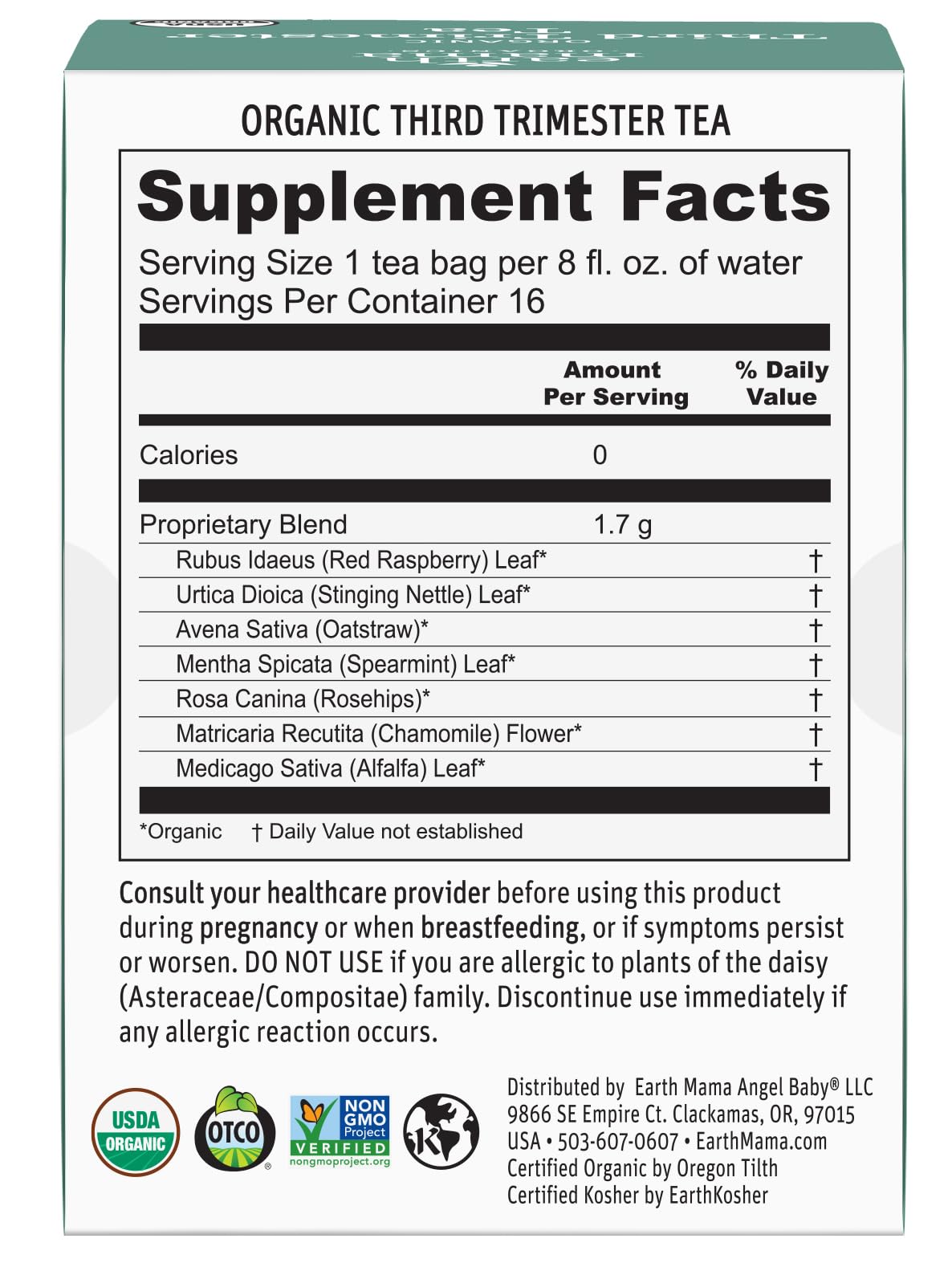 Earth Mama Organic Third Trimester Tea Bags | 100% USDA Organic Herbal Tea for Late Pregnancy Comfort + Childbirth Preparation, 16 Teabags Per Box (2-Pack) Nirvana Guru