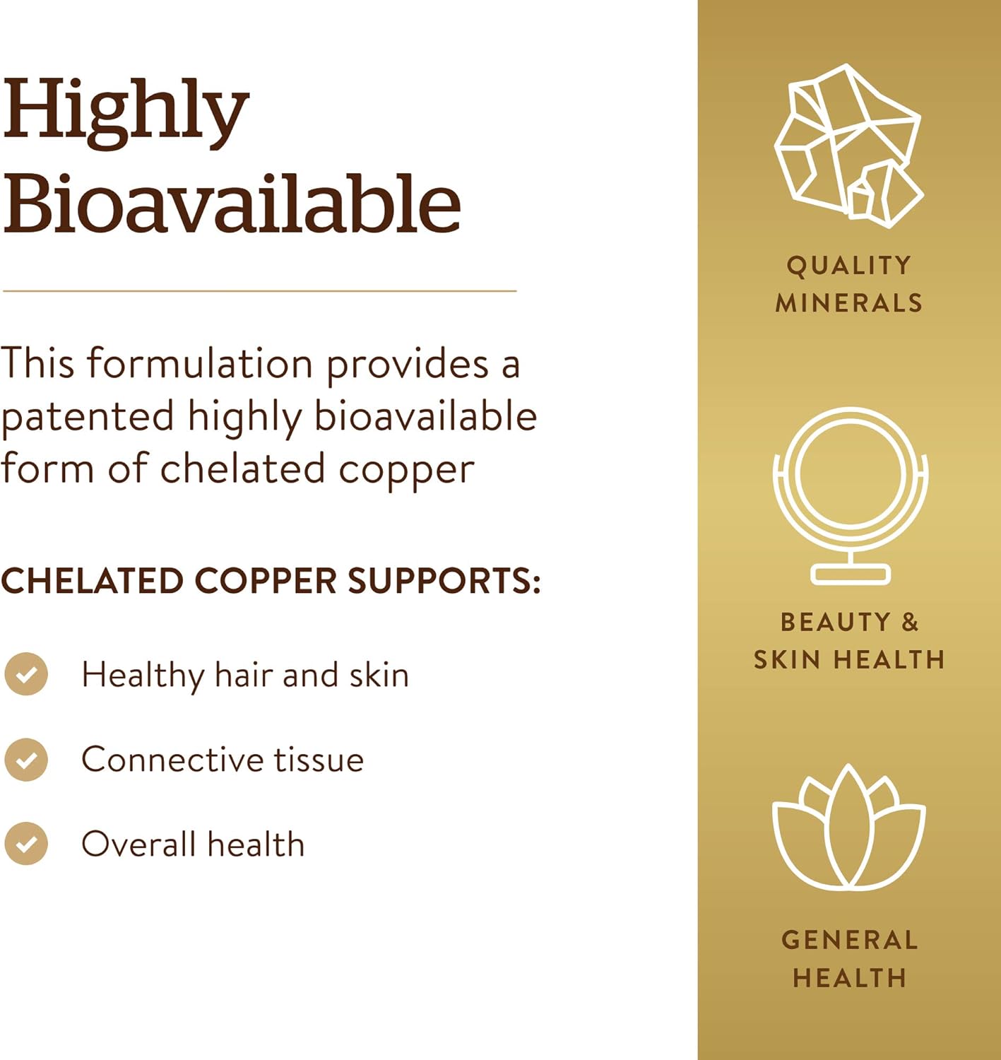 Solgar Chelated Copper, 100 Tablets - Essential for Collagen Formation - Highly Bioavailable Form - Supports Connective Tissue - Non-GMO, Vegan, Gluten Free, Dairy Free, Kosher - 100 Servings - Nirvana Guru
