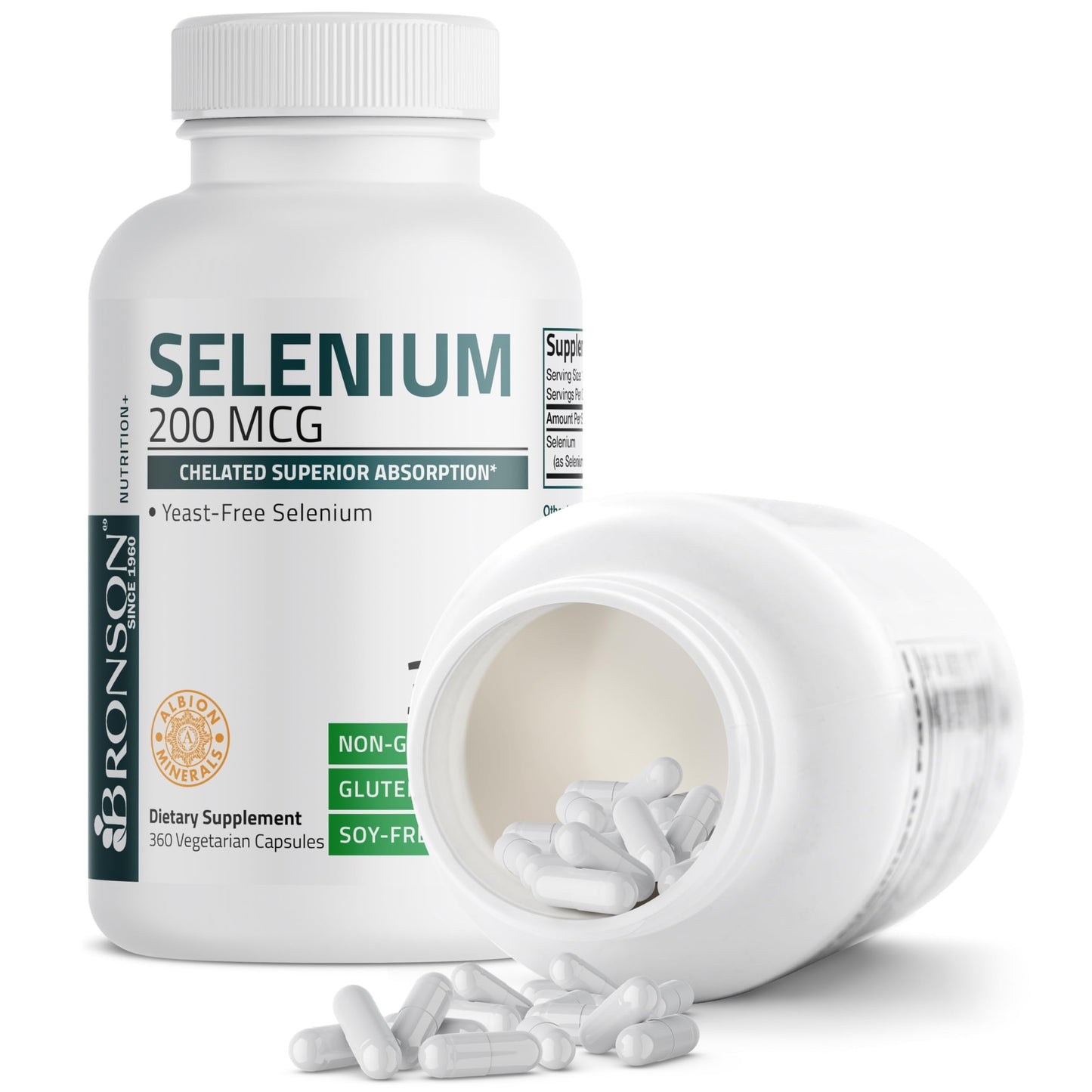 Bronson Selenium 200 mcg – Yeast Free Chelated Amino Acid Complex - Essential Trace Mineral with Superior Absorption, 250 Vegetarian Capsules Nirvana Guru