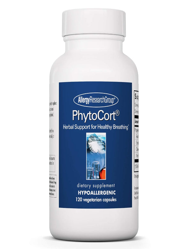 Allergy Research Group PhytoCort Supplement - Respiratory Support, Lung Health, Lung Detox, Lung Cleanse, Healthy Breathing, Herbal Support, Reishi, Licorice, Noni, Vegetarian Capsules - 120 Count Nirvana Guru