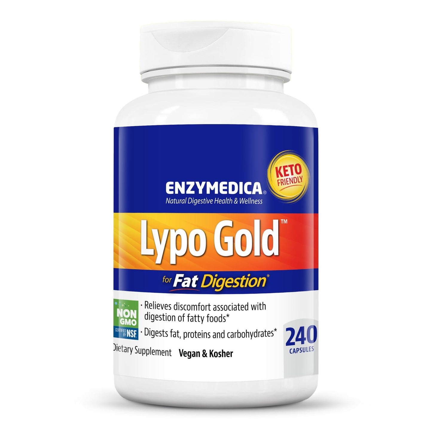 Enzymedica Lypo Gold, Digestive Enzymes for Fat Digestion, Offers Fast Acting Gas & Bloating Relief, 60 Count - Nirvana Guru