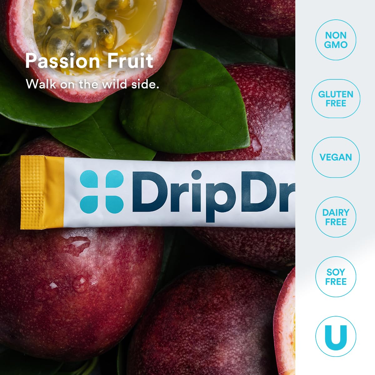 DripDrop Sugar Free Hydration Packets - Zero Classic Variety Pack - Single Serve Electrolytes Powder Drink Mix - Lemon Lime, Watermelon, Peach, Passion Fruit - Non-GMO, Gluten Free, Vegan - 32 Sticks