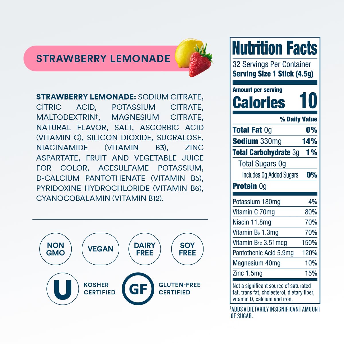 DripDrop Sugar Free Hydration Packets - Zero Classic Variety Pack - Single Serve Electrolytes Powder Drink Mix - Lemon Lime, Watermelon, Peach, Passion Fruit - Non-GMO, Gluten Free, Vegan - 32 Sticks