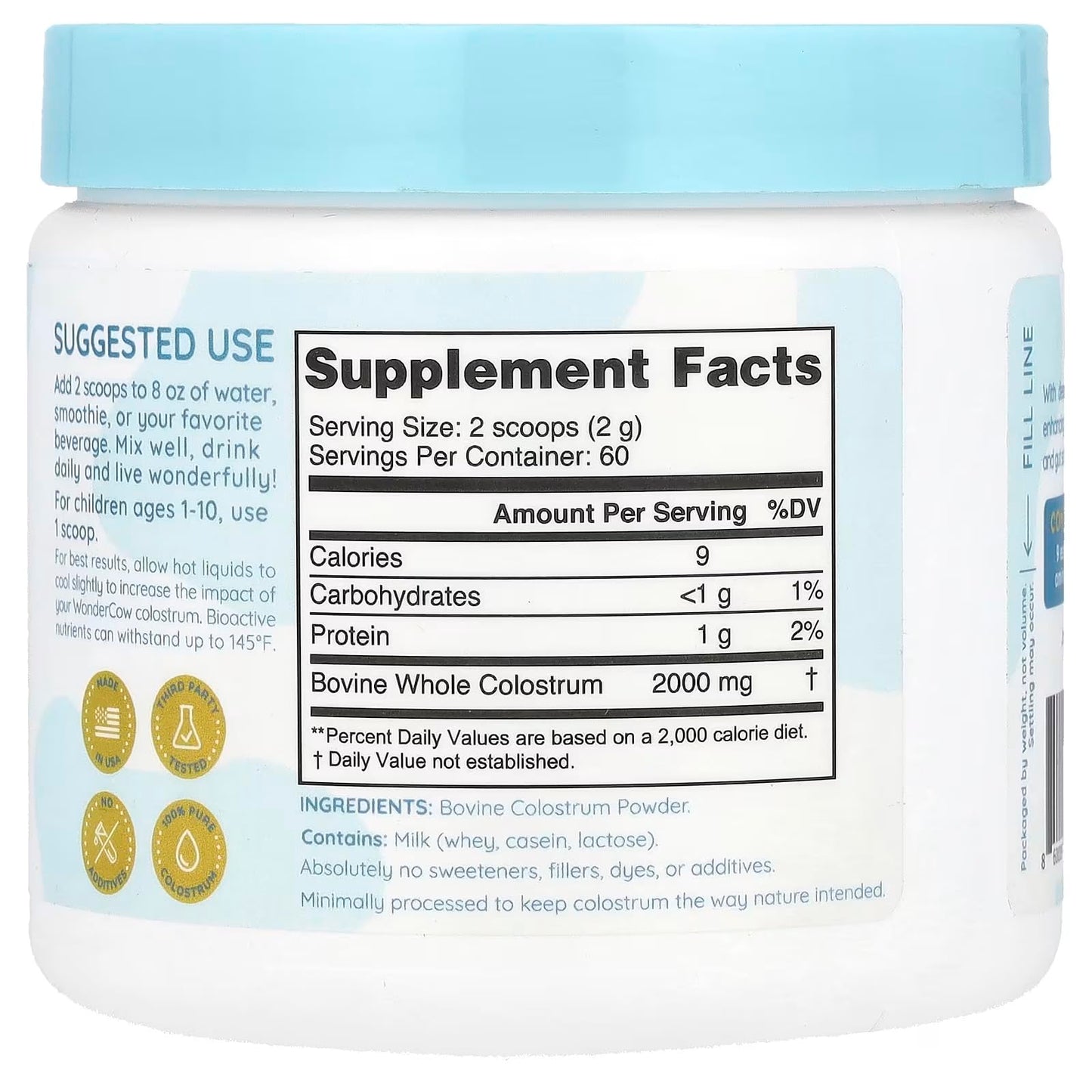Colostrum Supplement Powder for Gut Health, Immune Support, Muscle Recovery & Wellness | Natural IgG Pure Whole Bovine Colostrum Superfood, Unflavored, 60 Servings Nirvana Guru