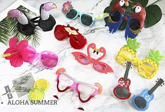 Ocean Line Luau Party Sunglasses - 9 Pairs Funny Hawaiian Glasses, Tropical Fancy Dress Props, Fun Summer Kids Party Favors, Beach Themed Party Supplies Decoration nirvanaguru