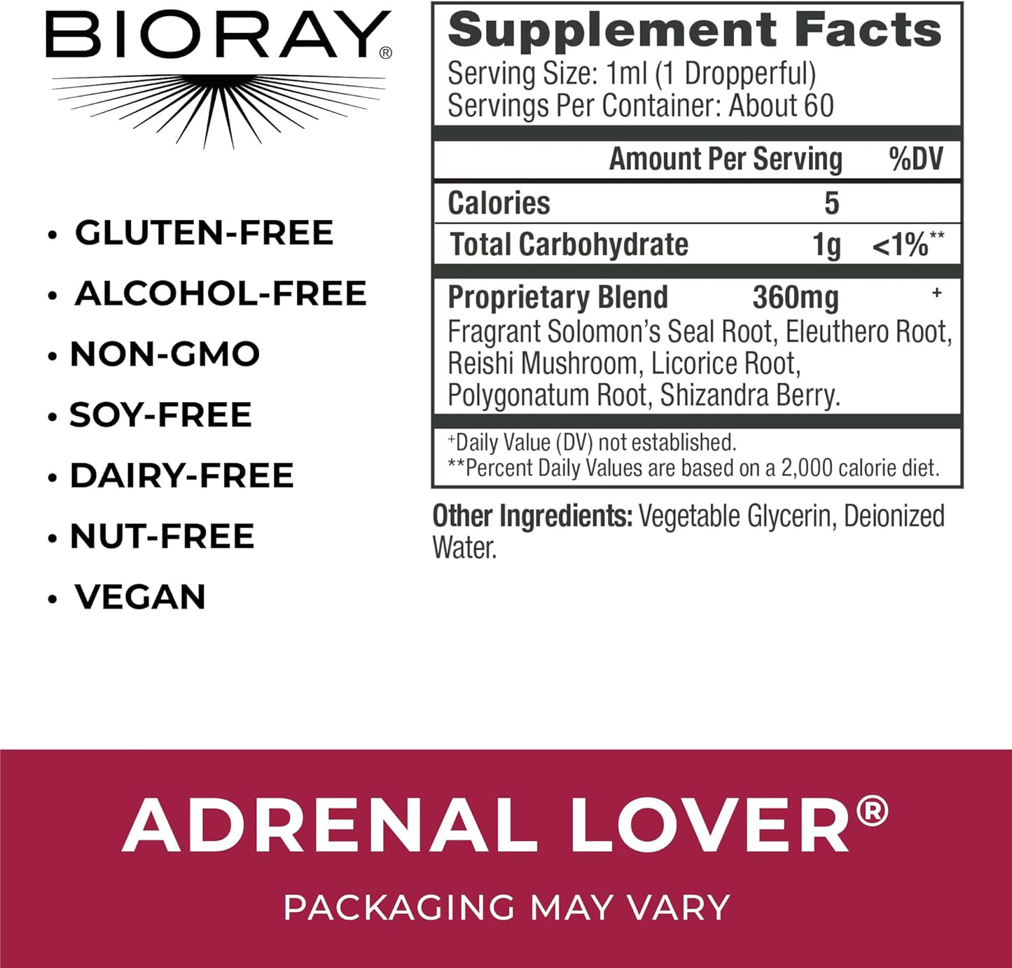 BIORAY Adult Daily Adrenal Lover - 2 fl oz - Traditional Chinese Kidney Yin Tonic - Non-GMO, Vegetarian, Gluten Free, Alcohol Free Nirvana Guru