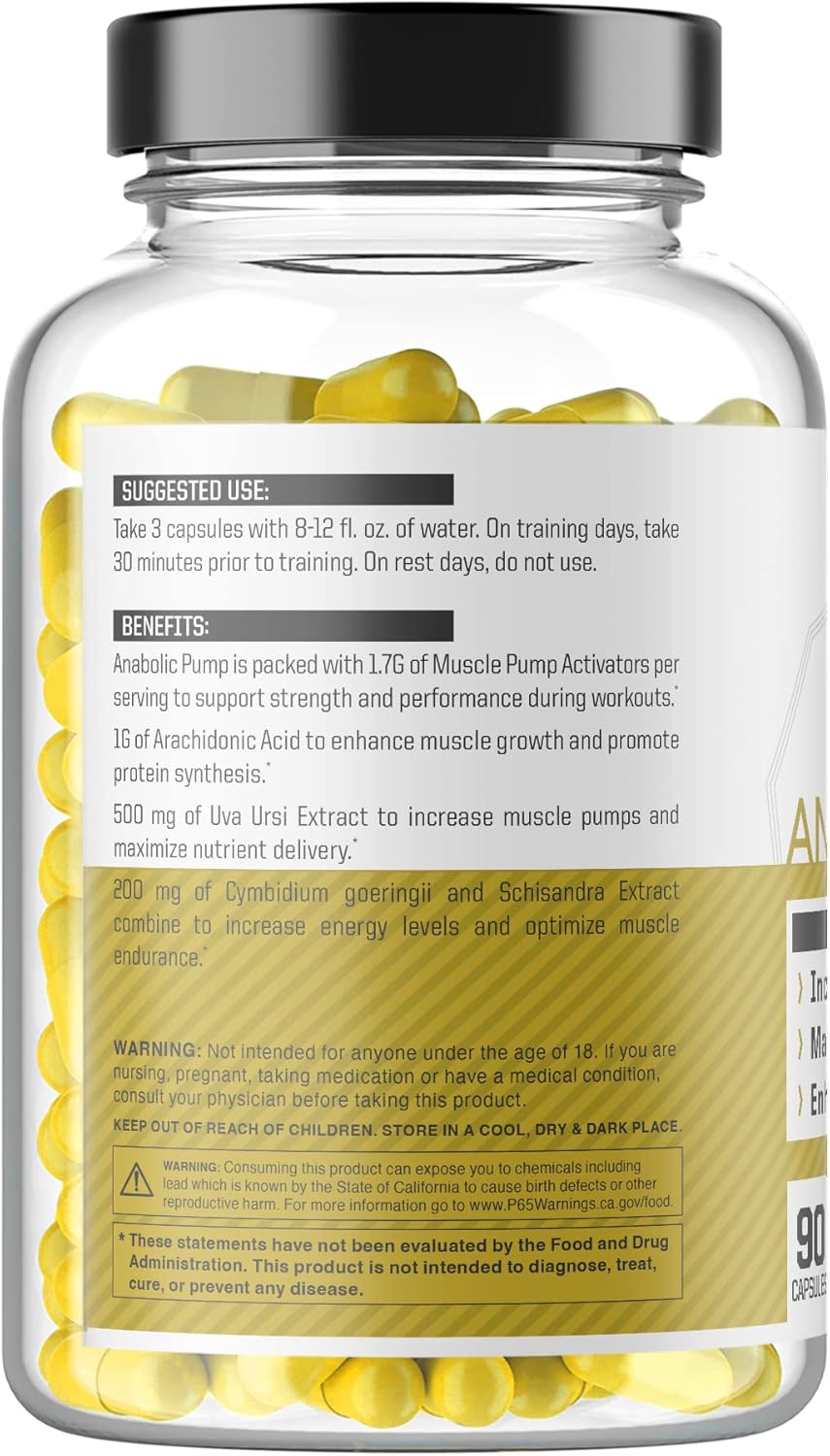 Anabolic Pump, Advanced Pump Formula, Increase Muscle Pumps*, Maximize Nutrient Delivery* (90 Capsules) Nirvana Guru