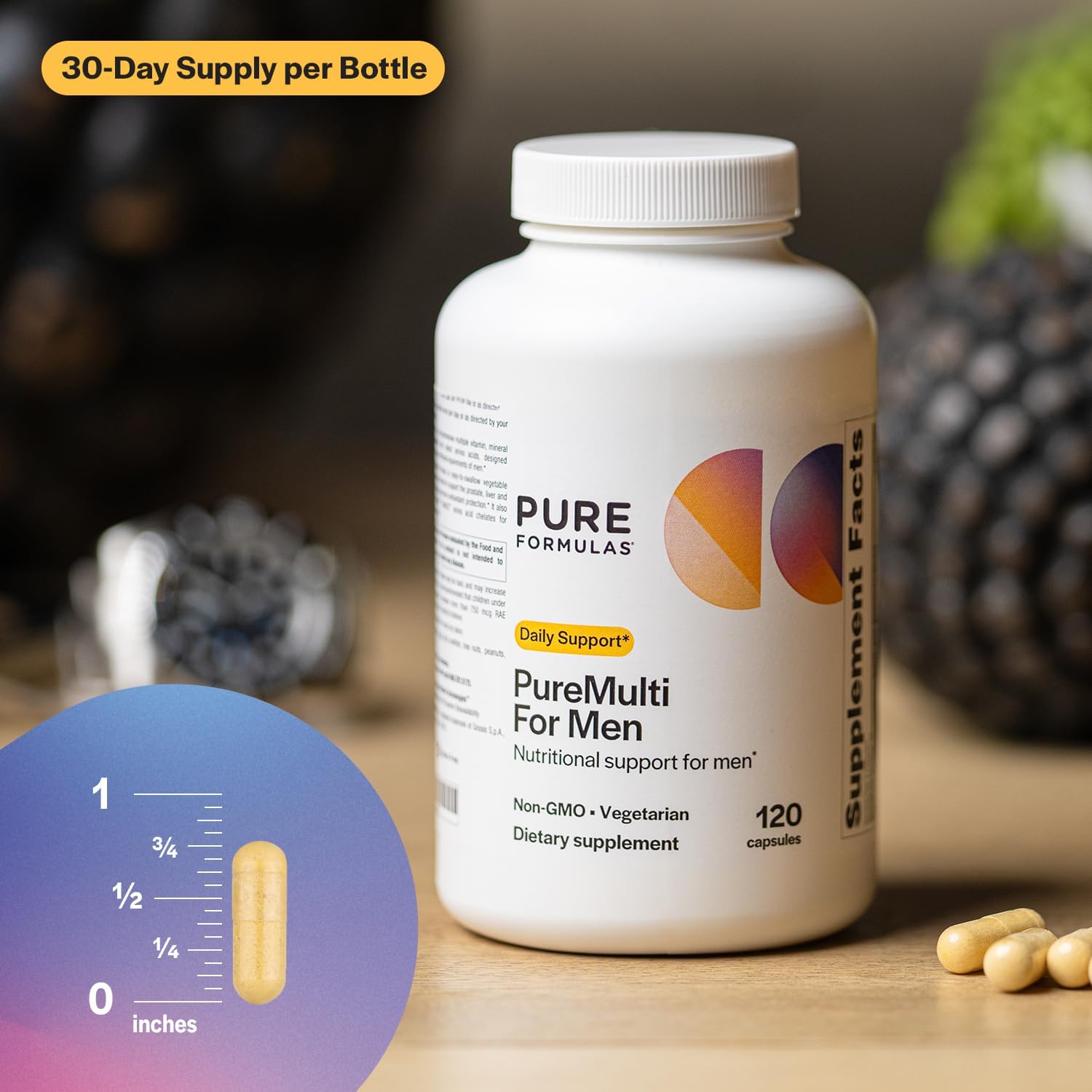 PureFormulas PureMulti for Men - Daily Comprehensive Multivitamin for Men's Health, Vitality, Energy, Focus, & Performance. Mens Vitamins A, C, D, E, & B12, Zinc Calcium, Magnesium & More 60 Capsules - Nirvana Guru