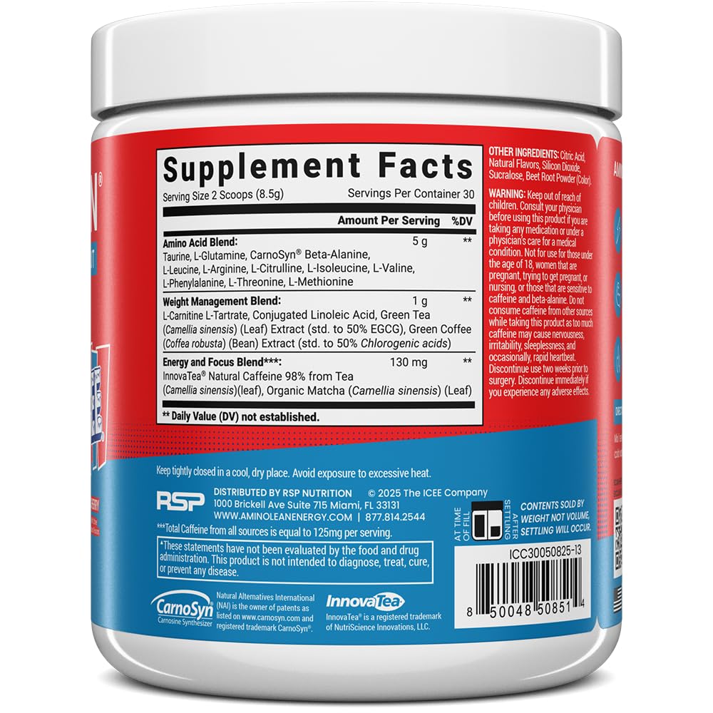 RSP NUTRITION AminoLean Pre Workout Powder, Amino Energy & Weight Management with Vegan BCAA Amino Acids, Natural Caffeine, Preworkout Boost for Men & Women, 30 Serv, Pink Lemonade… Nirvana Guru