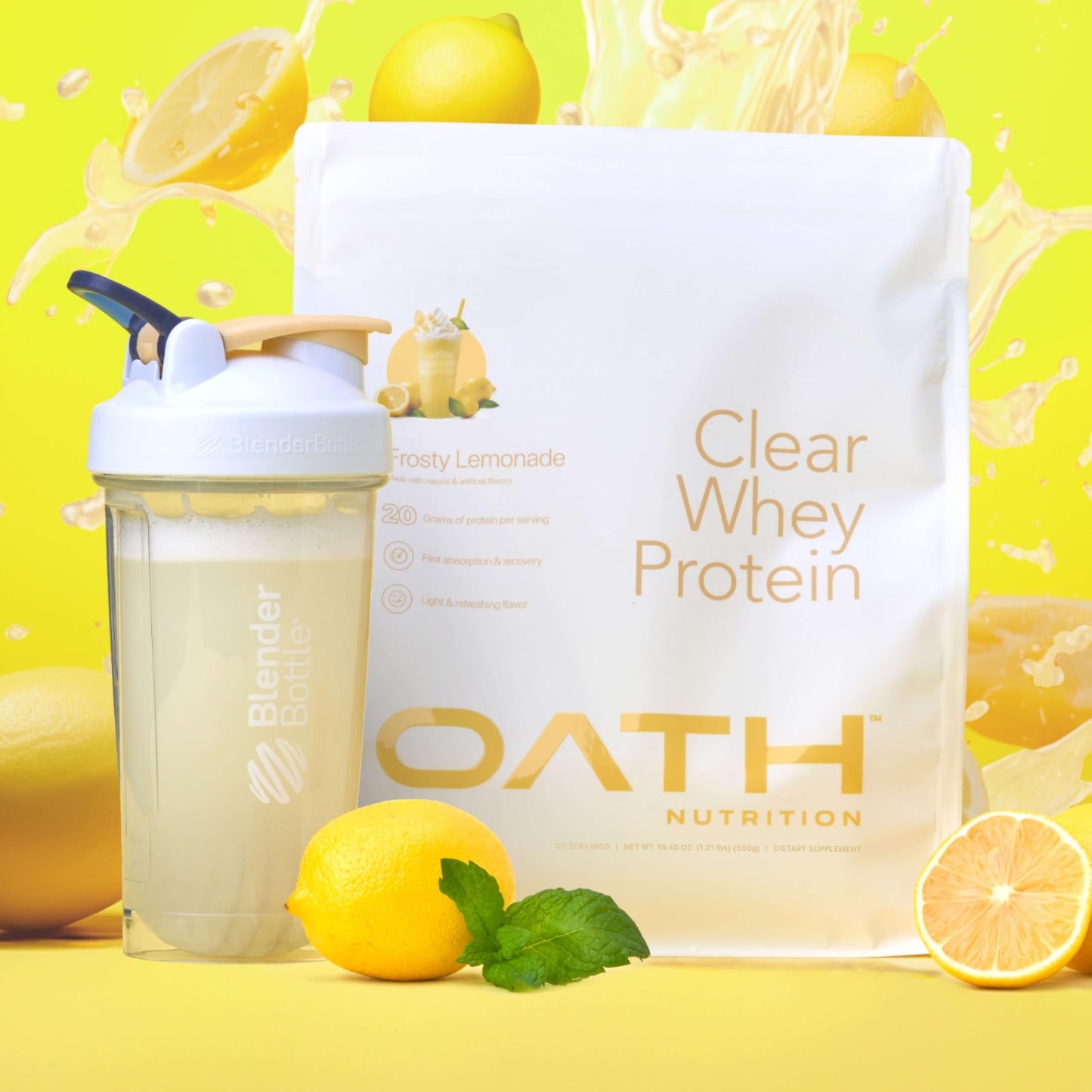 Clear Whey Isolate Protein Powder, Frosty Lemonade, 20g Complete Protein per Serving, No Added Sugar, Grass-Fed, 21 Servings Nirvana Guru