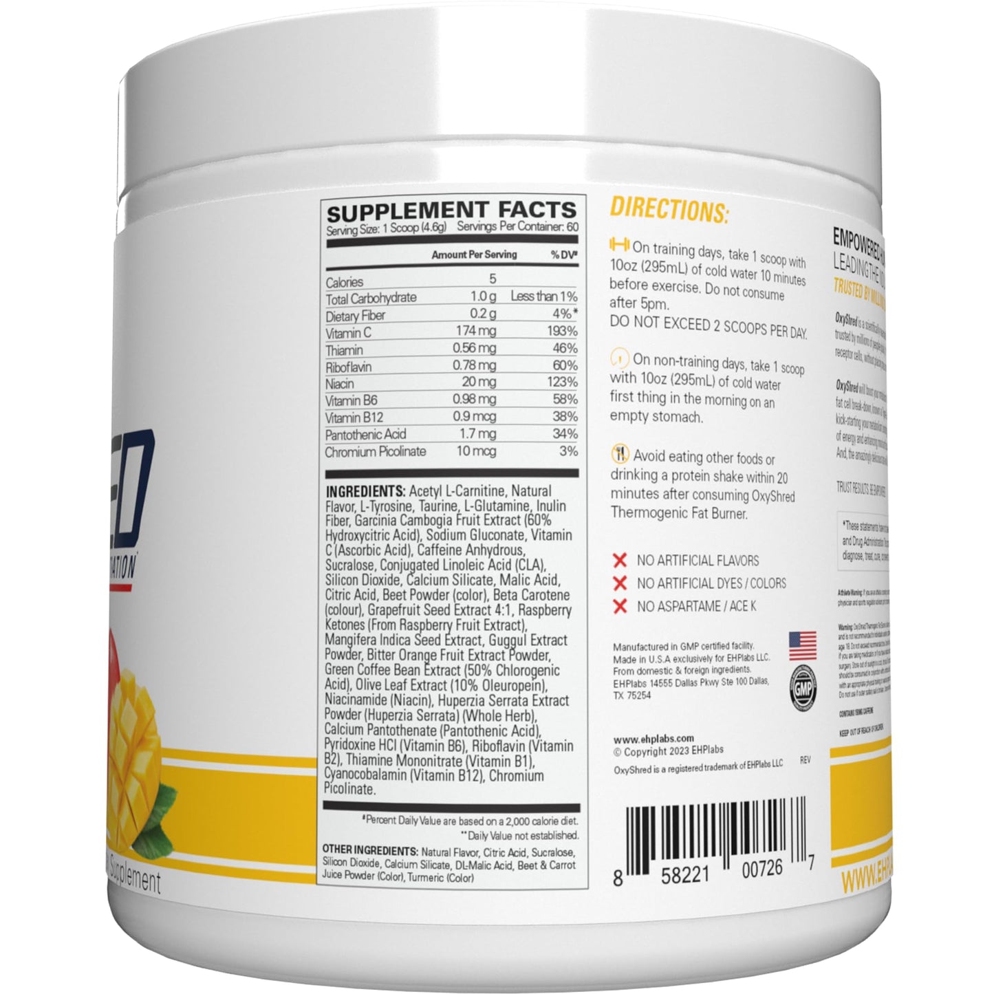 EHP Labs OxyShred Pre Workout Powder - Preworkout Powder with L Glutamine & Acetyl L Carnitine, Energy Boost Drink - Mango, 60 Servings Nirvana Guru