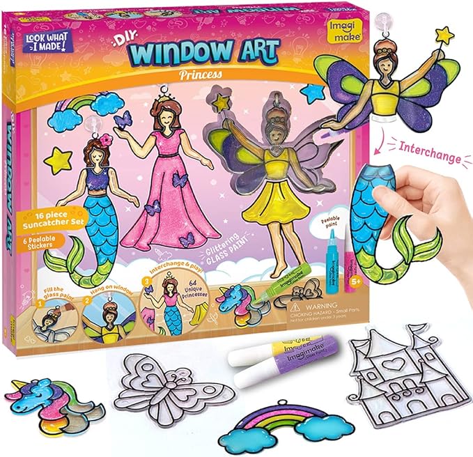 Imagimake Window Art Princess | Suncatcher Kit | Arts and Crafts for Kids Ages 8-12 | Girls Toys Age 6-8 | Unicorn Gifts for Girls Age 6-8 | 5 Year Old Girl Gift | 8 Year Old Girl Birthday Gift nirvanaguru