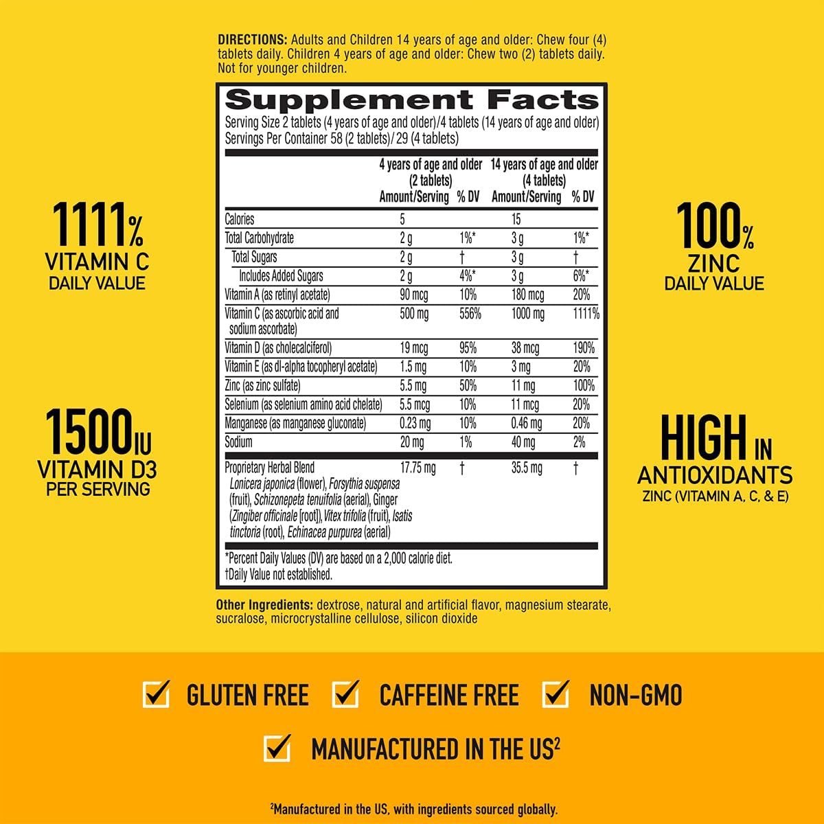 Airborne 1000mg Vitamin C + Zinc Immune Support Supplement Chewable Tablets, Citrus Flavor with Powerful Antioxidants Vitamins A C & E, 116 Chewable Tablets (2 Pack) Nirvana Guru