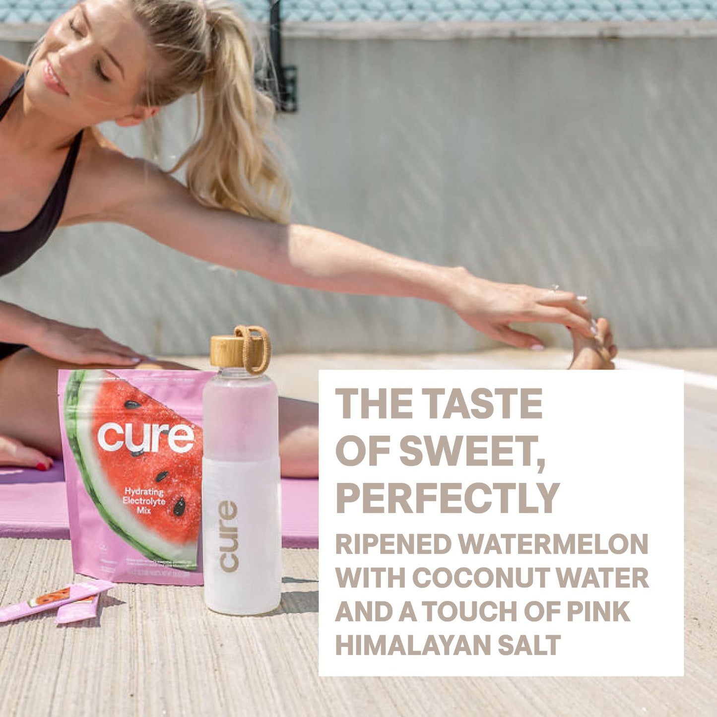 Cure Hydration | Plant-Based Electrolyte Drink Mix | No Added Sugar | FSA & HSA | Dehydration Relief Powder Made with Coconut Water | Non-GMO | Vegan | Pouch of 14 Packets - Berry Pomegranate