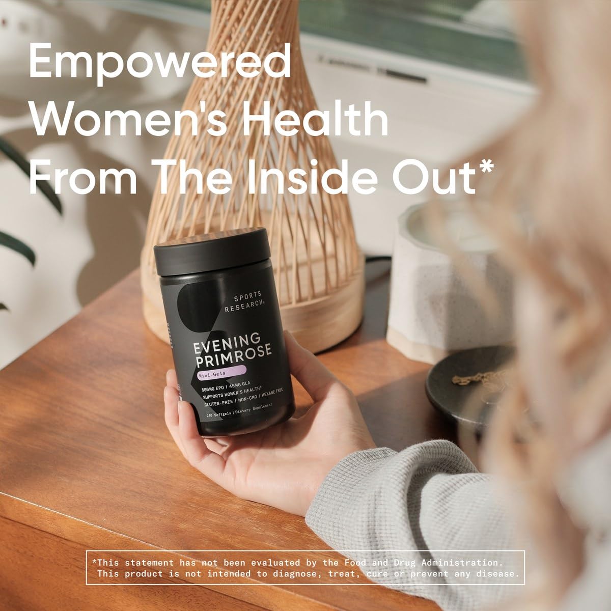 Sports Research Evening Primrose Oil (1300mg) Cold-Pressed with No fillers or Artificial Ingredients, Non-GMO Tested - Gluten and Soy Free (120 Liquid Softgels) - Nirvana Guru