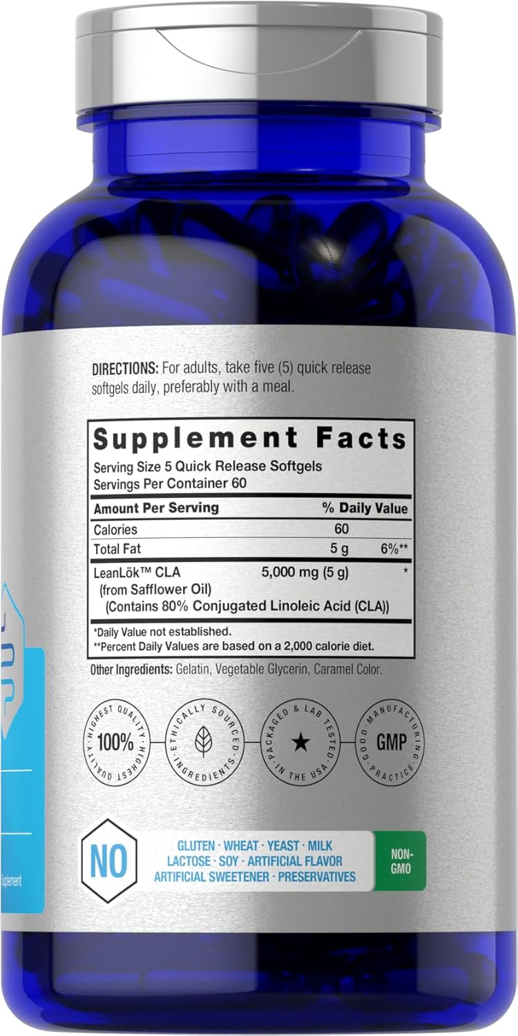 Horbäach CLA Supplement | 300 Softgel Pills | Maximum Potency | Conjugated Lineolic Acid from Safflower Oil | Non-GMO, Gluten Free - Nirvana Guru