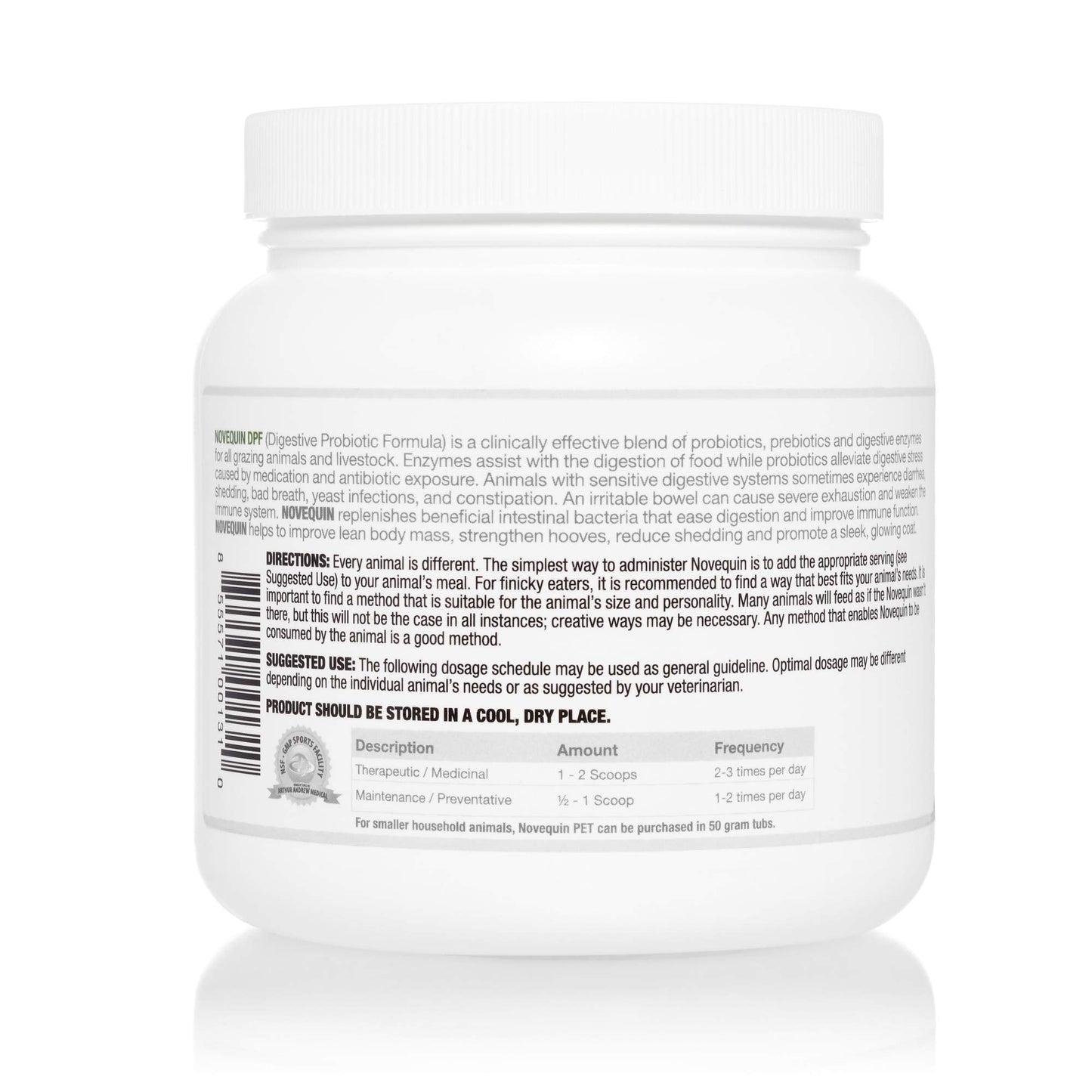 Arthur Andrew Medical, Novequin DPF, Digestive Probiotic Formula for Large Animals, Prebiotics, Probiotics, and Enzymes, Non-GMO, 1000 Grams Nirvana Guru