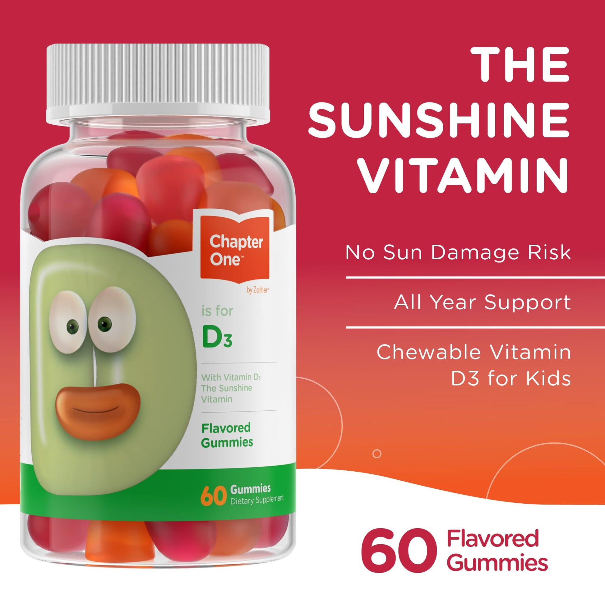 Zahler - Chapter One Vitamin D 3 1000 IU Gummies (60 Flavored Gummies) - Certified Kosher Chewable Vitamin D3 Gummies for Kids & Adults - VIT D3 Supplements - Made in USA Vitamin D Gummies - Nirvana Guru