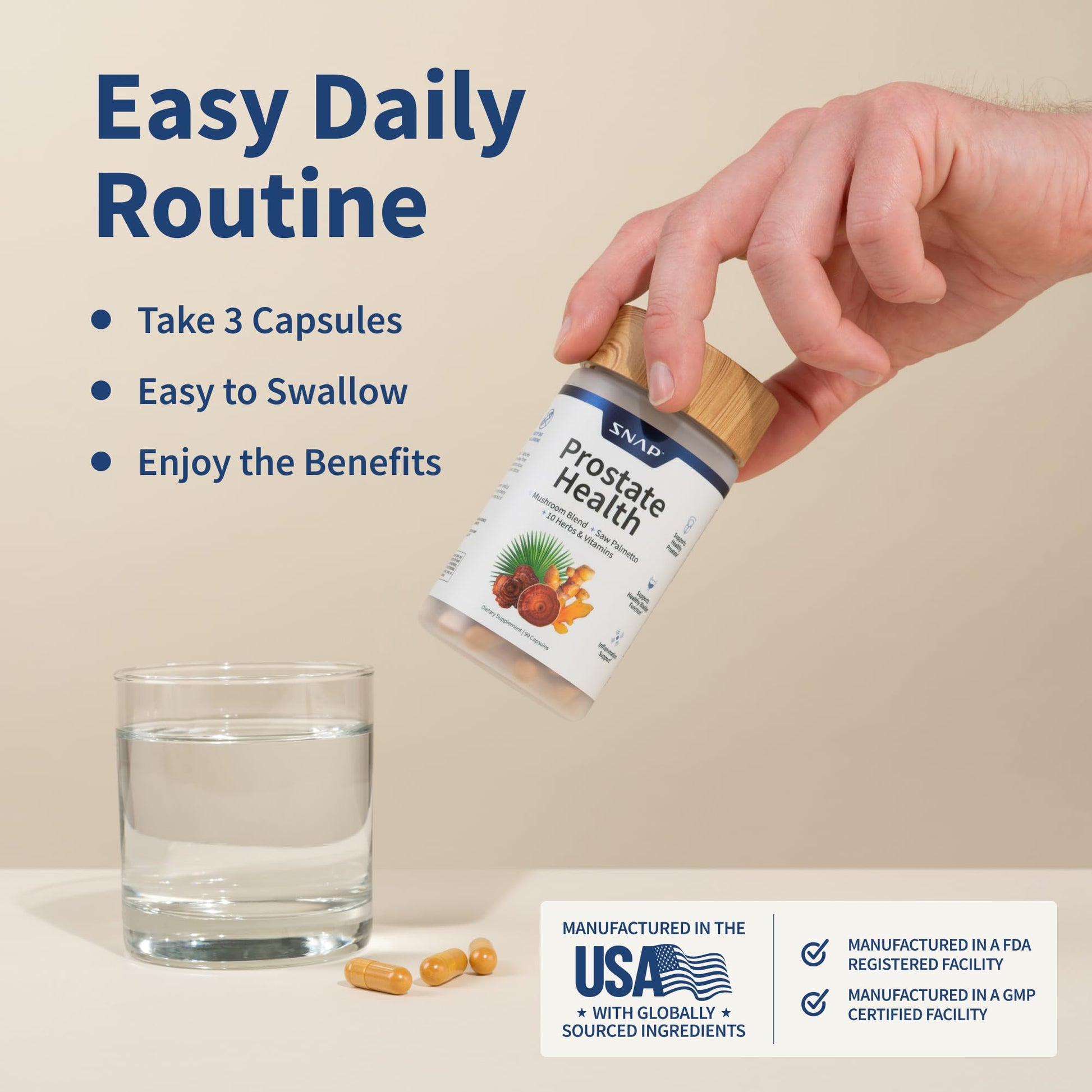 Snap Supplements Prostate Health Support Supplement, Saw Palmetto for Men Plus Stinging Nettle Root, Magnesium Citrate, Zinc and Plant Sterols, Supports Male Urinary Tract Health, 90 Capsules - Nirvana Guru