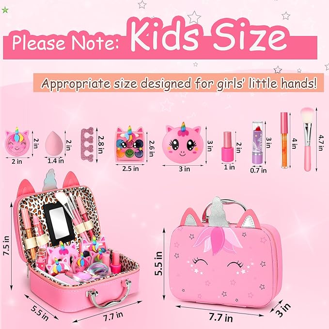 Heaning Kids Washable Makeup Girl Toys - Real Makeup Kit Kid Make up Set for Toddlers Children Princess Dress Up Christmas Birthday Gifts Toys for 3 4 5 6 7 8 9 10 11 12 Year Old Girls nirvanaguru