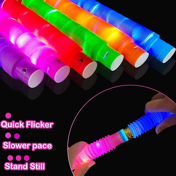 Glow Sticks Camping Essentials for Toddlers-6 PCS Light Up Pop Tube Party Favors Toys Gifts for Kids Halloween,LED Bracelet Necklace Accessories,Fun Camp Games Activities Gear Stuff for Boys Girls nirvanaguru