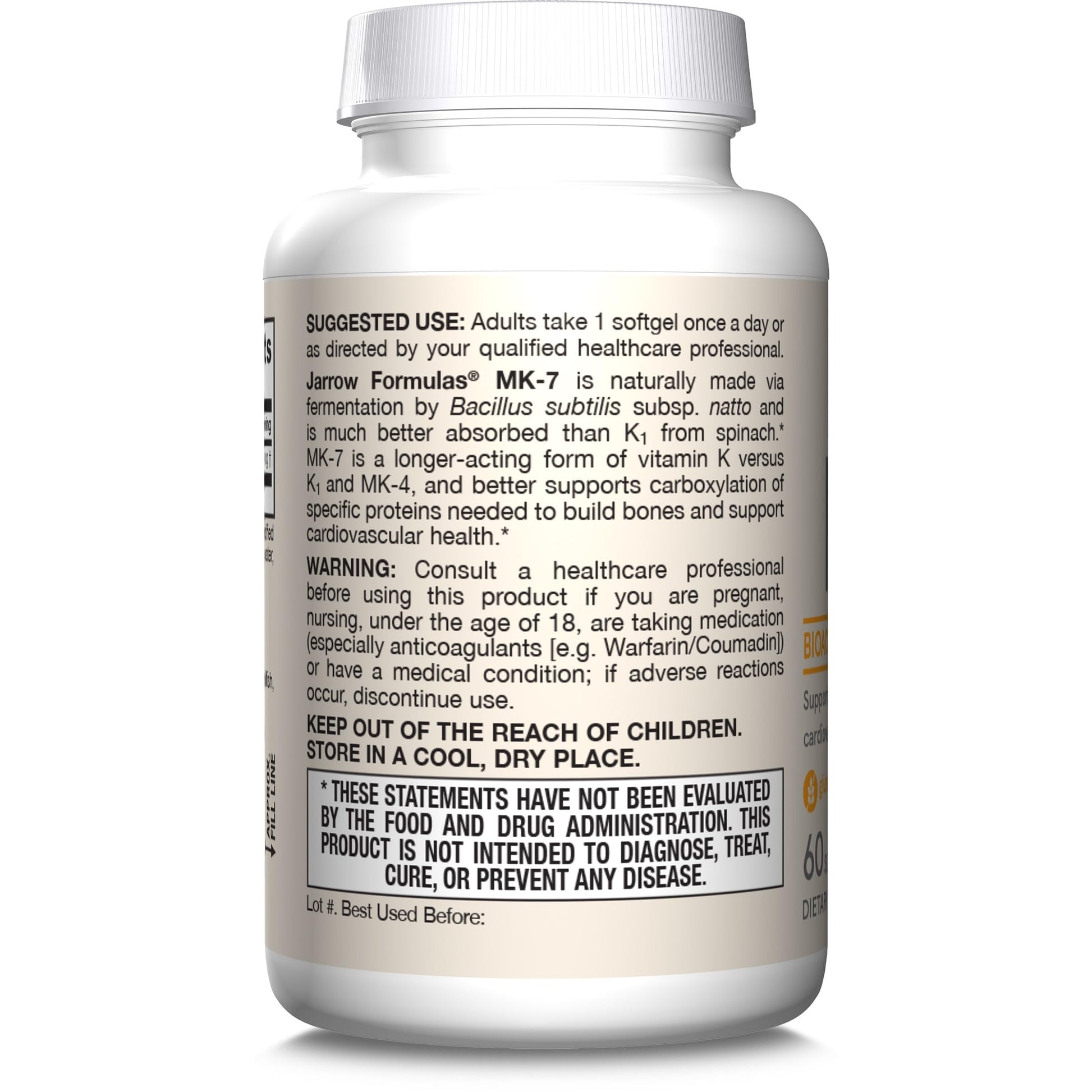 Jarrow Formulas MK-7 90 mcg - Bioactive Form of Vitamin K2 - 120 Servings (Softgels) - For Bone & Cardiovascular Health - Vitamin K2 MK-7 Dietary Supplement - K2 Vitamin Supplement MK-7 - Gluten Free - Nirvana Guru