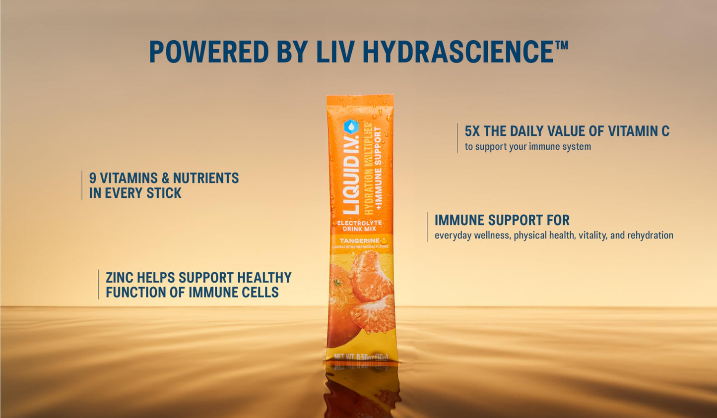 Liquid I.V.® Hydration Multiplier +Immune Support - Tangerine | Electrolyte Powder Drink Mix | 3 Pack (42 Servings) - Nirvana Guru