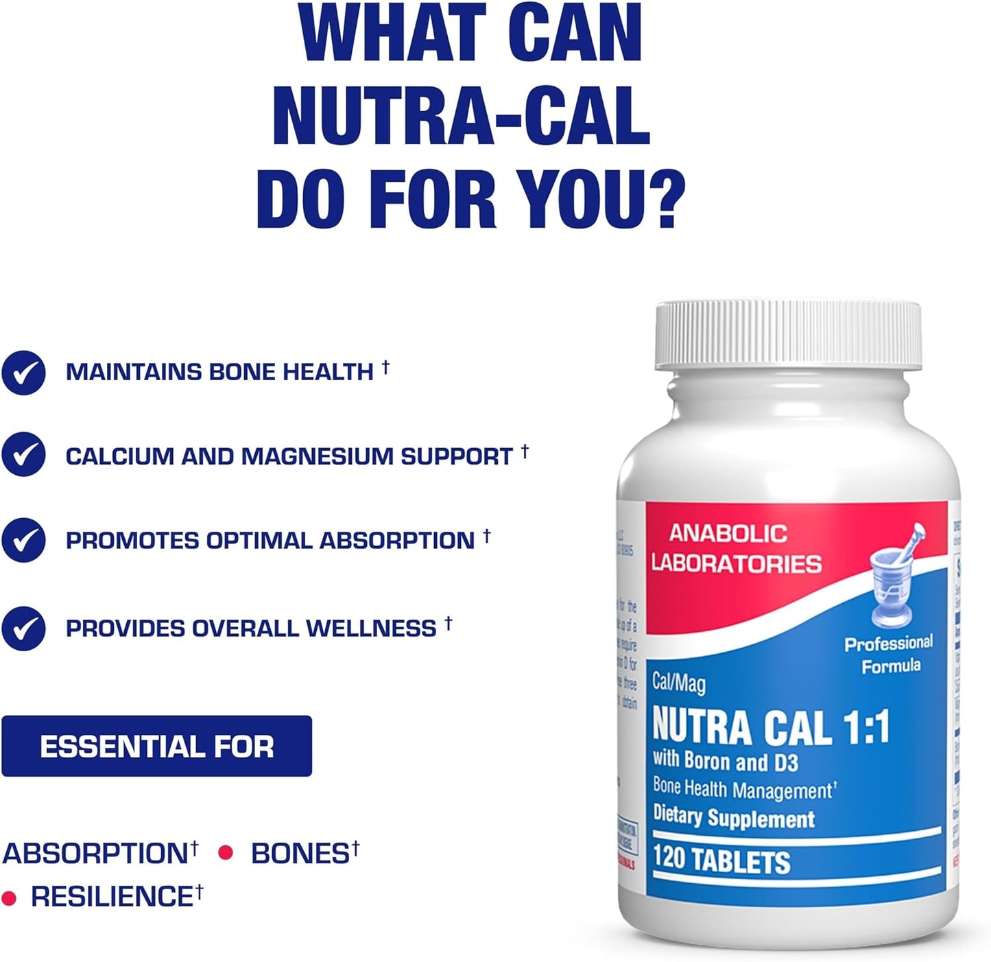 Calcium Magnesium D3 Bone Supplement for Women - Clinical Bone Strength Supplement with Magnesium Calcium Vitamin D3 & Boron Complex for Bone Maintenance - 120 Count Nutra Cal 1:1 Nirvana Guru