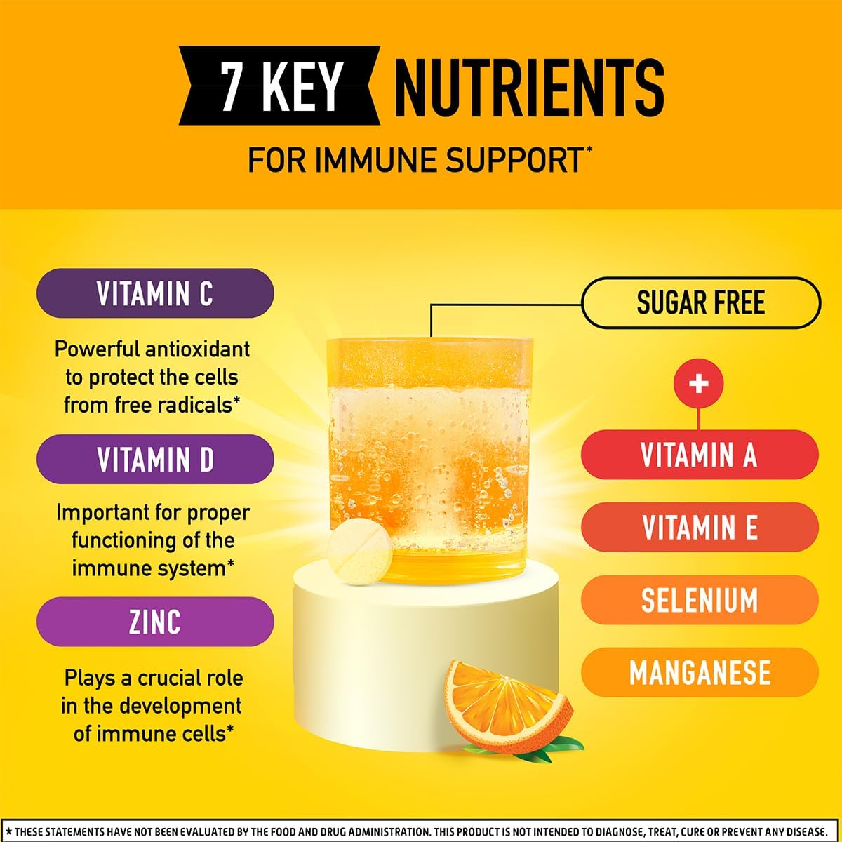 Airborne 1000mg Vitamin C + Zinc Sugar Free Multivitamin Immune Support Effervescent Fizzy Drink Tablets, Zesty Orange Flavor with Powerful Antioxidants Vitamins A C & E, 30 Tablets (2 Pack) Nirvana Guru