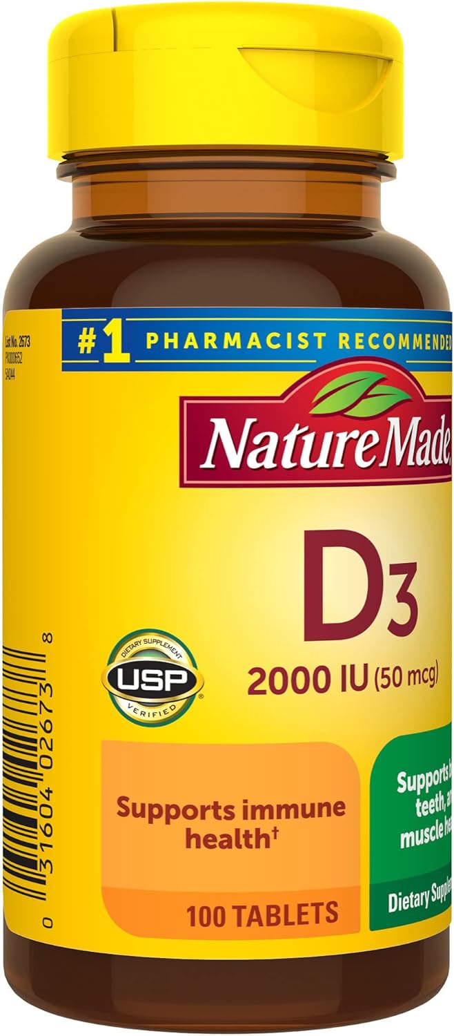 Nature Made Vitamin D3 2000 IU (50 mcg), Dietary Supplement for Bone, Teeth, Muscle and Immune Health Support, 400 Tablets, 400 Day Supply - Nirvana Guru