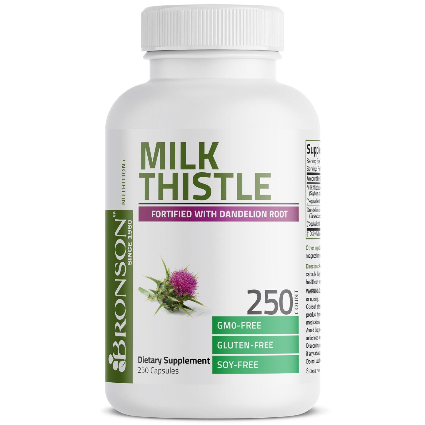 Bronson Milk Thistle Silymarin Marianum & Dandelion Root Liver Health Support, Antioxidant Support, Detox, 120 Capsules