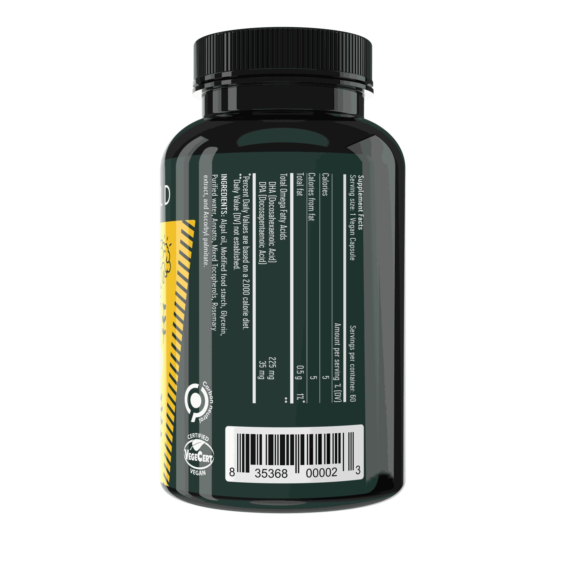 Freshfield Vegan Omega 3 DHA: Algae Oil, Most Reviewed, Carrageenan Free, Sustainably Sourced, Tested, No Heavy Metals, Fish Oil Alt, Plant Based Omega. Supports Heart, Brain, Joint Health w/DPA Nirvana Guru