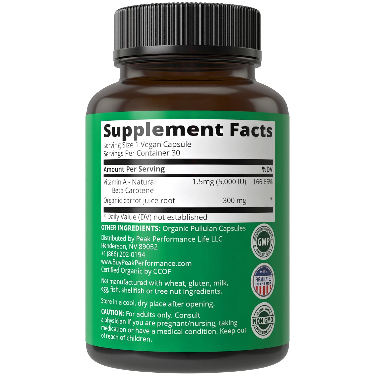 Certified Organic Vitamin A 5000 IU Supplement Capsules High Potency Vitamins. For Adults, Men, Women, Kids. Made with Organic Carrot Juice. Great for Immune, Skin, Eye Support. Non GMO, Vegan Pills Nirvana Guru