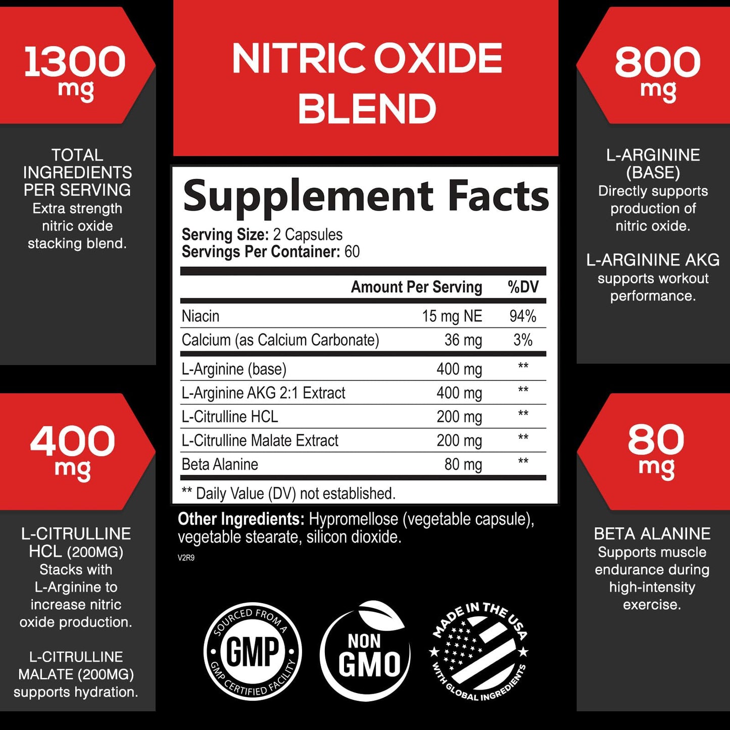 Extra Strength Nitric Oxide Supplement 3X Strength L Arginine, Citrulline Malate, AAKG, Beta Alanine - Premium Muscle Supporting Nitric Booster - Natural Energy & Heart Health Support - 180 Capsules Nirvana Guru