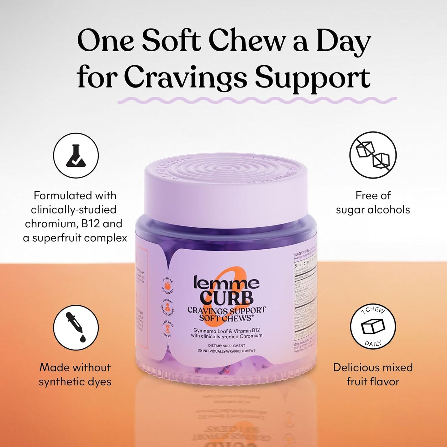 Lemme Curb Cravings Soft Chews - Manage Appetite, Support Metabolism & Lean Body w/Clinically Studied Chromium, Gymnema & B12 for Healthy Weight Management, Mixed Berry Nirvana Guru