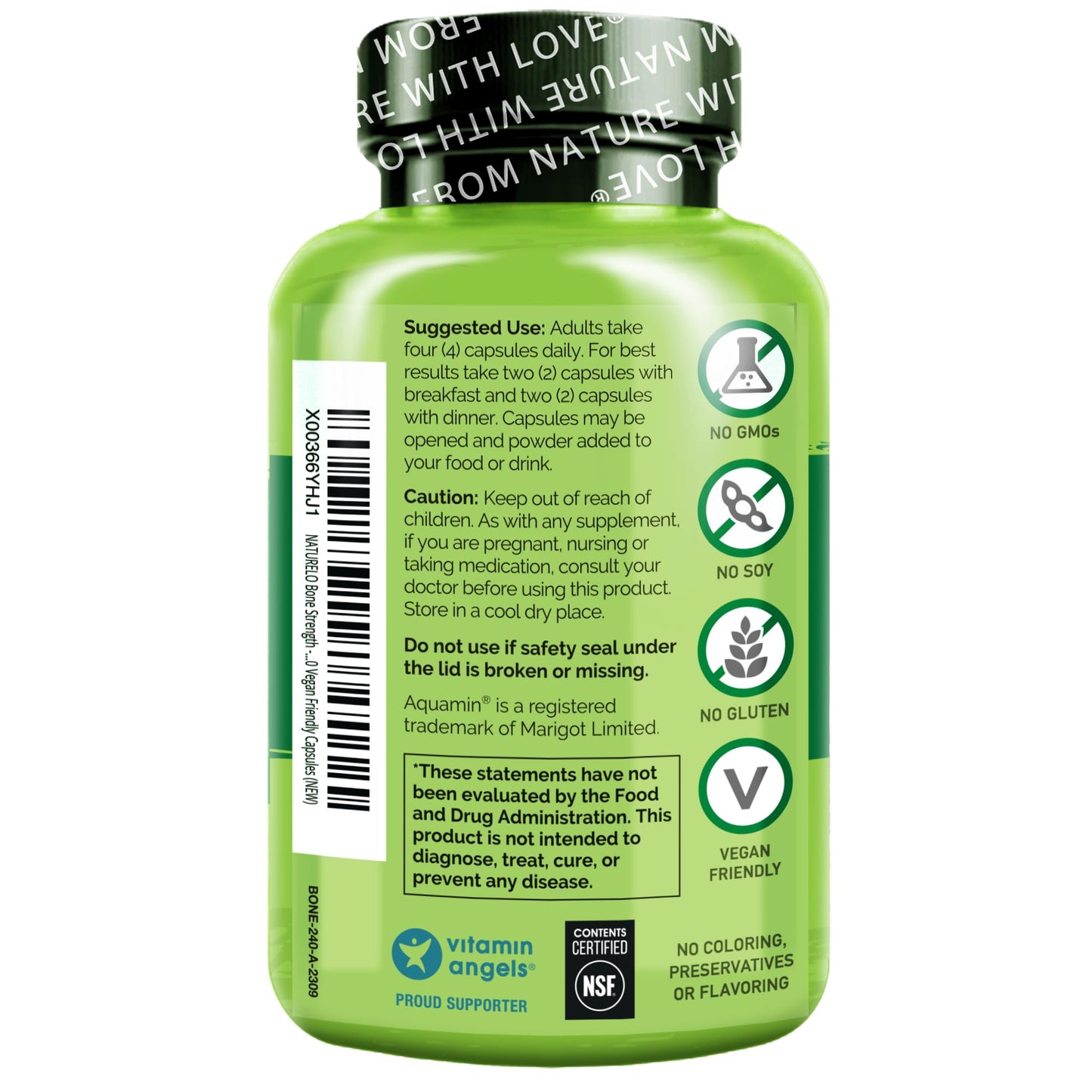 NATURELO Calcium Supplement - with Vitamin C, Vitamin D3, K2, and Calcium Magnesium Zinc for Bone Strength with Calcium 600mg - Plant-Based, 120 Vegetarian Capsules, Non-GMO, Soy & Gluten-Free Nirvana Guru