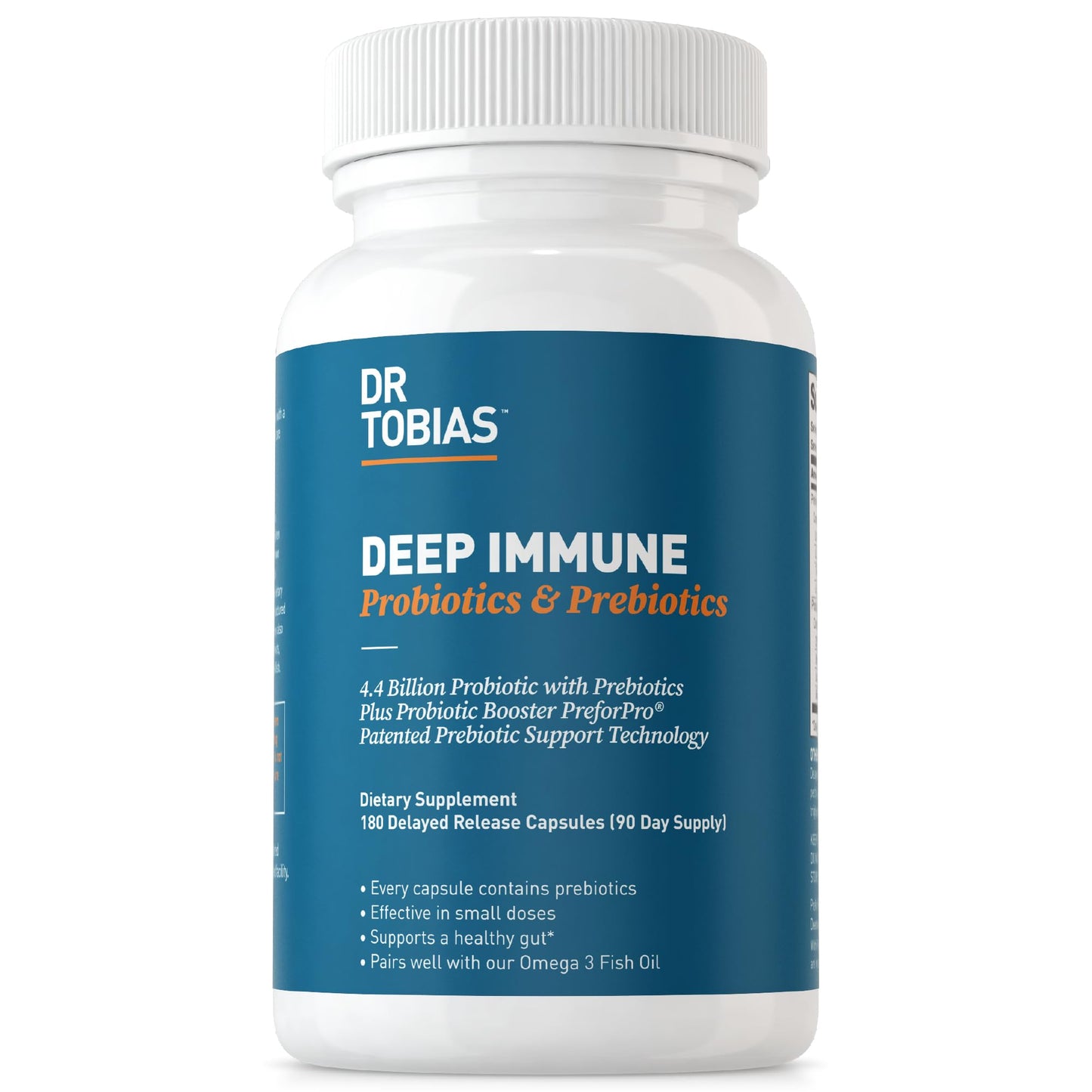 Dr. Tobias Deep Immune Probiotics & Prebiotics, Dual Action Digestion & Immune Support with PreforPro Prebiotics & Delayed Release Spore Forming Probiotics for Women & Men, 60 Capsules, 30 Servings - Nirvana Guru