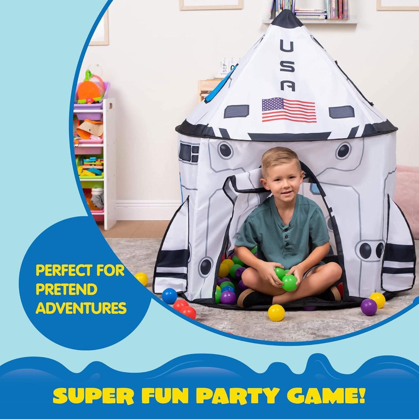 JOYIN Rocket Ship Play Tent Pop up Play Tent Kids Indoor Outdoor Spaceship Playhouse Tent Set Nirvana Guru