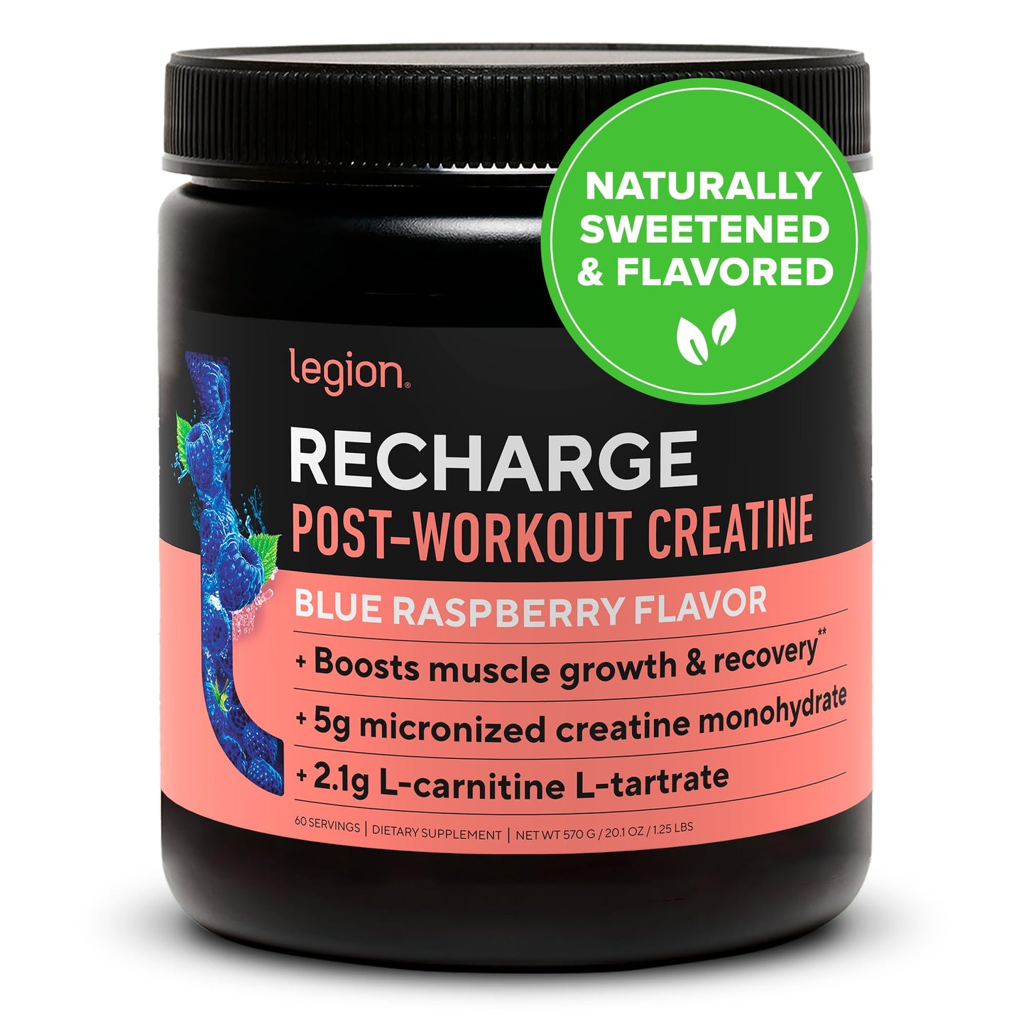 LEGION Recharge Post Workout Drink - Micronized Creatine Monohydrate Natural Post Workout Recovery Drink - Muscle Builder & Recovery Booster Post Workout Supplements (Strawberry Lemonade, 30 Servings) Nirvana Guru