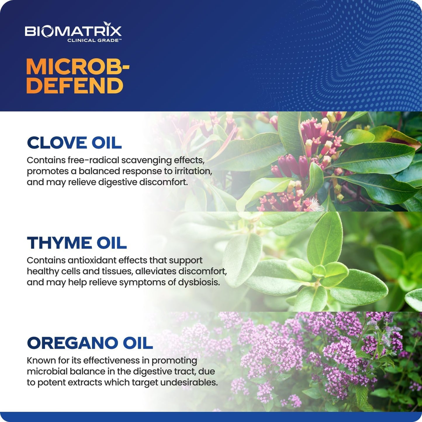 BioMatrix Oil Blend of Thyme, Oregano, Clove, Digestive Supplement for Men and Women, GI Repair Softgels | Microb-Defend (90 Capsules) Nirvana Guru