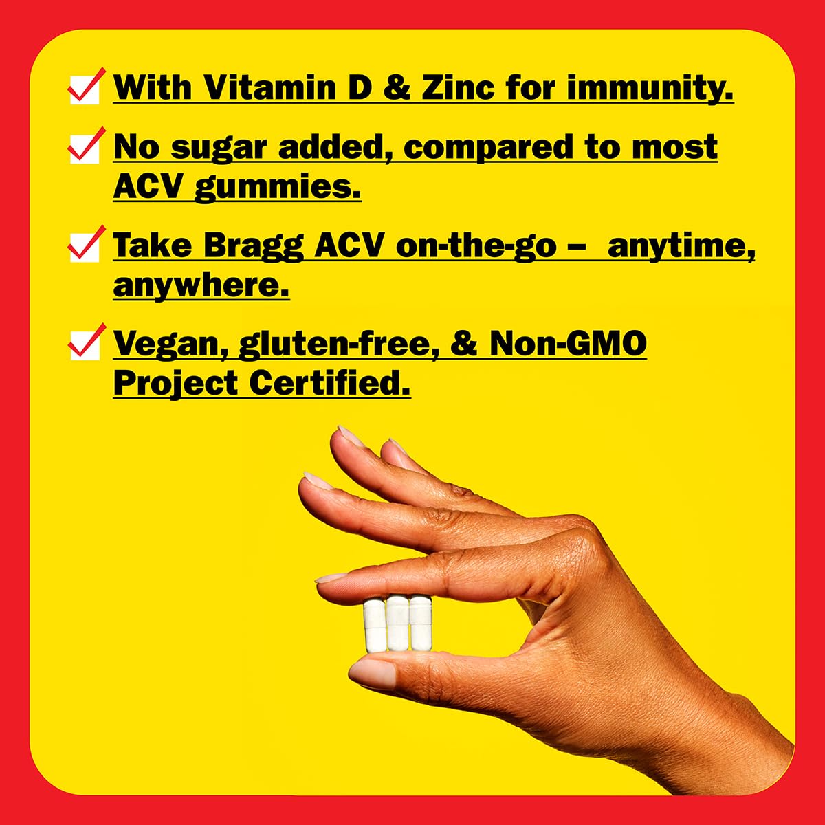 Bragg Apple Cider Vinegar Capsules with Vitamin D and Zinc - 90 Capsules - Supports The Immune System - Nirvana Guru