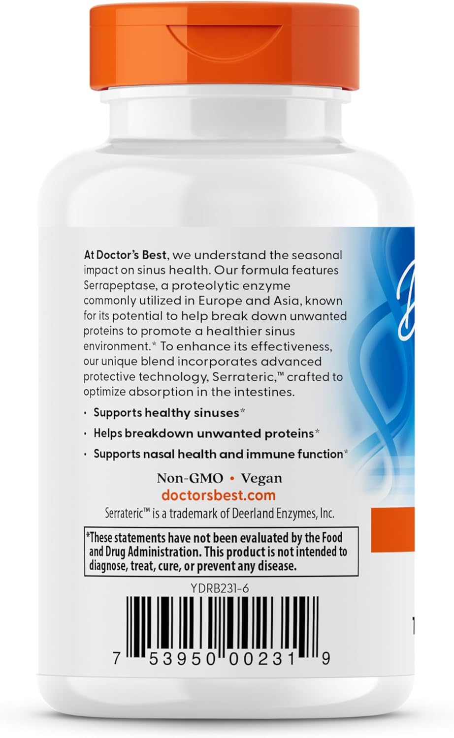 Doctors Best High Potency Serrapeptase, Supports Sinus Health 120,000 SPU, Non-GMO, Vegan 90 Veggie Caps - Nirvana Guru