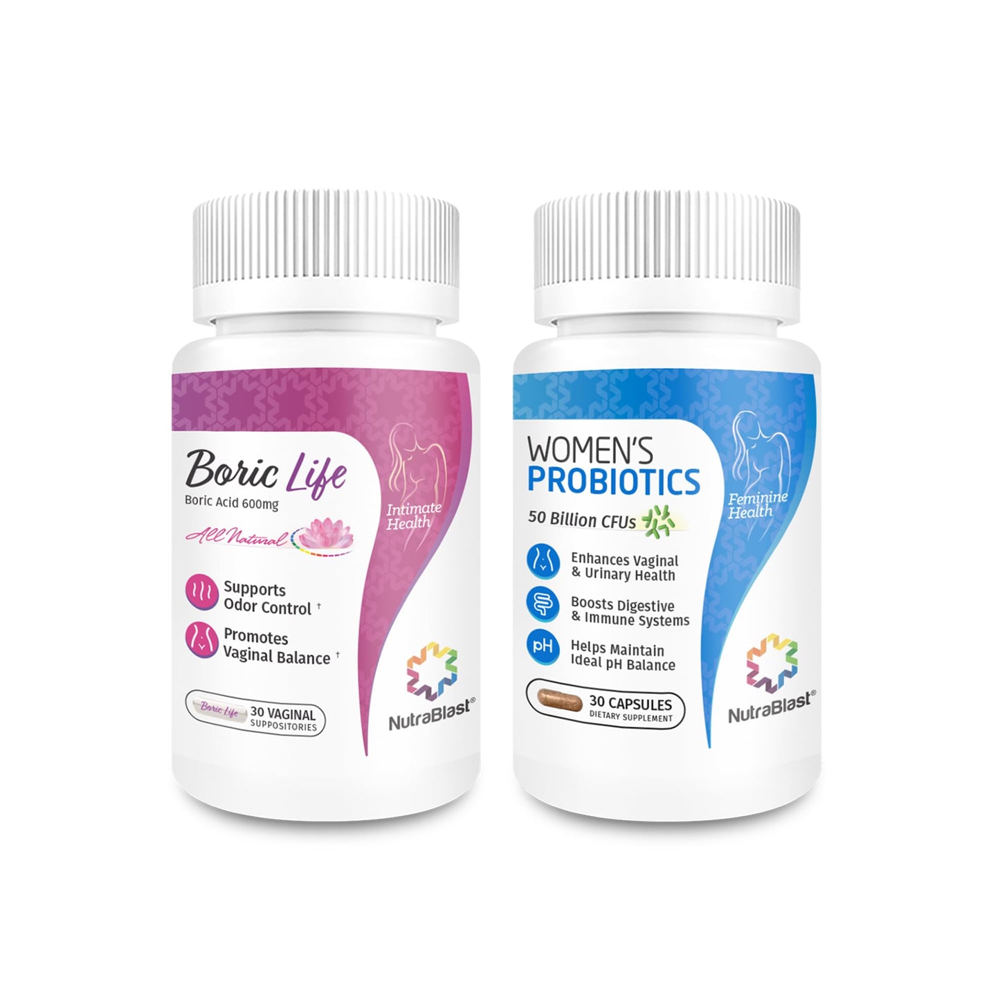 NutraBlast Boric Acid Vaginal Suppositories - 100% Pure Made in USA - Boric Life Intimate Health Support (30 Count)