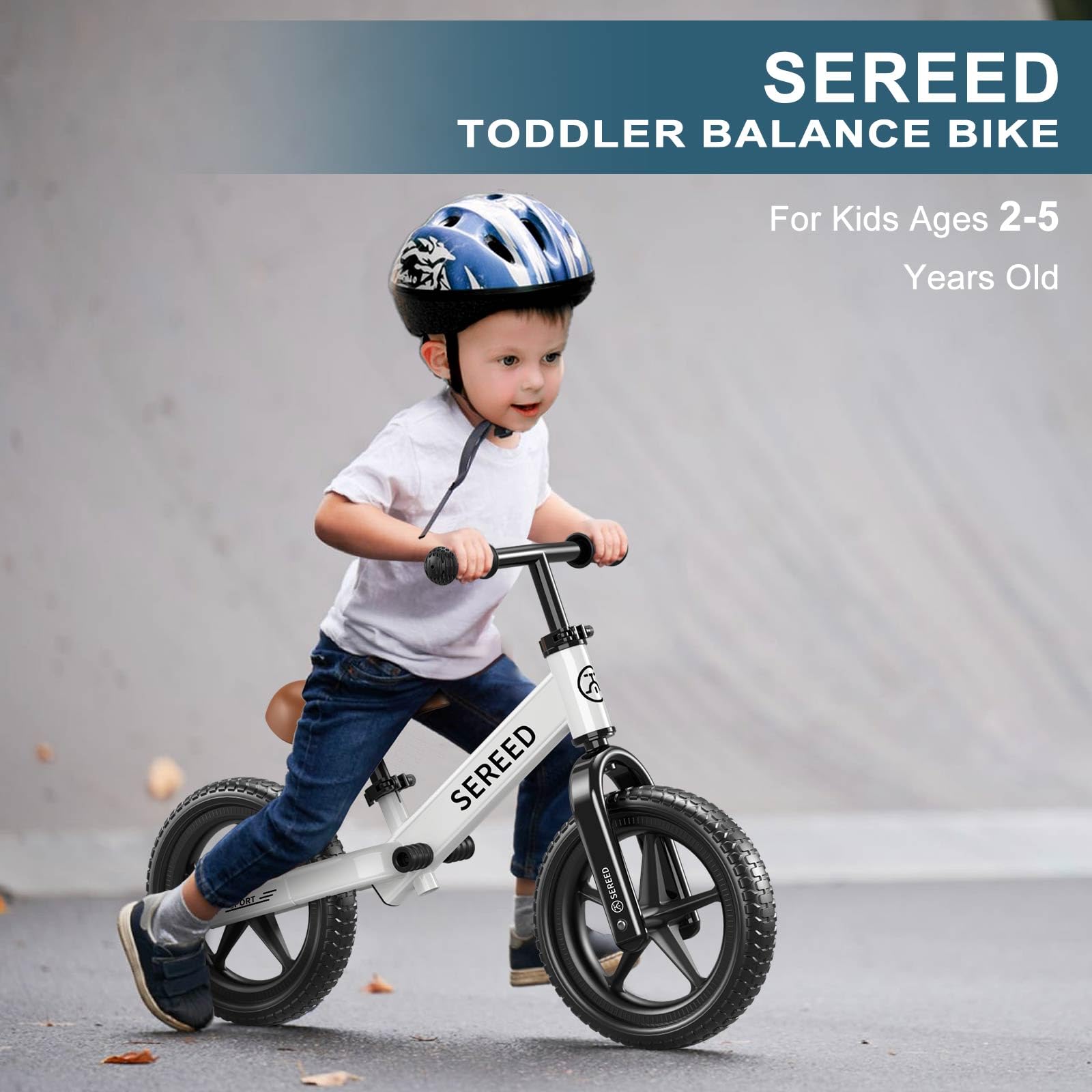 SEREED Toddler Balance Bike 2 Year Old, No Pedal Kids Toy Bike for 2-5 Years Old, Tool-Free Adjustment, Gift for 2-3 Boys Girls, Customize Plate with 3pcs Stickers (White) Nirvana Guru