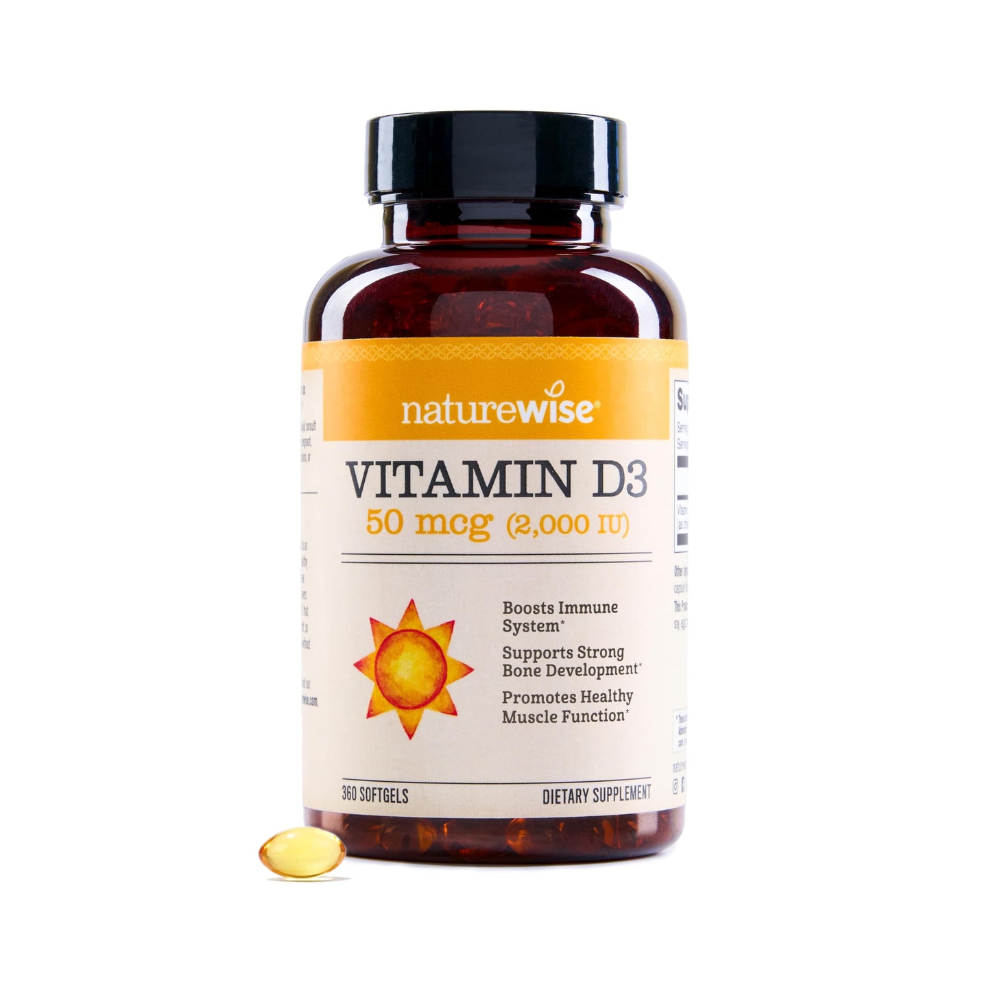 NatureWise Vitamin D3 5000iu (125 mcg) 1 Year Supply for Immune Support, Healthy Muscle Function, and Bone Health - Non-GMO, Gluten Free in Organic Extra Virgin Olive Oil, (Mini Softgel), 360 Count